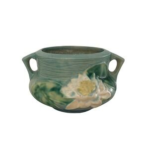 American‎ Art Vintage Roseville USA Pottery Vase 663 Art Deco Style Water Lilies